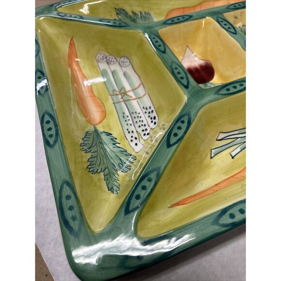 Clay Art Divided Garden Harvest Hand Painted 1998 Vintage In Mint Condition - Picture 4 of 10
